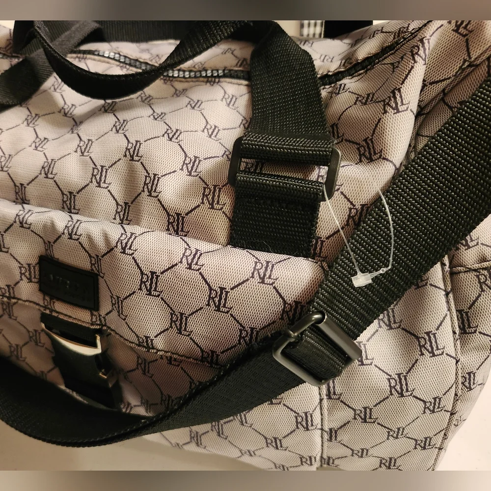 Lauren Ralph Lauren Weekender, NW PLASTIC TAG Gray/Blk, Double Handle + Strap - Picture 3 of 15